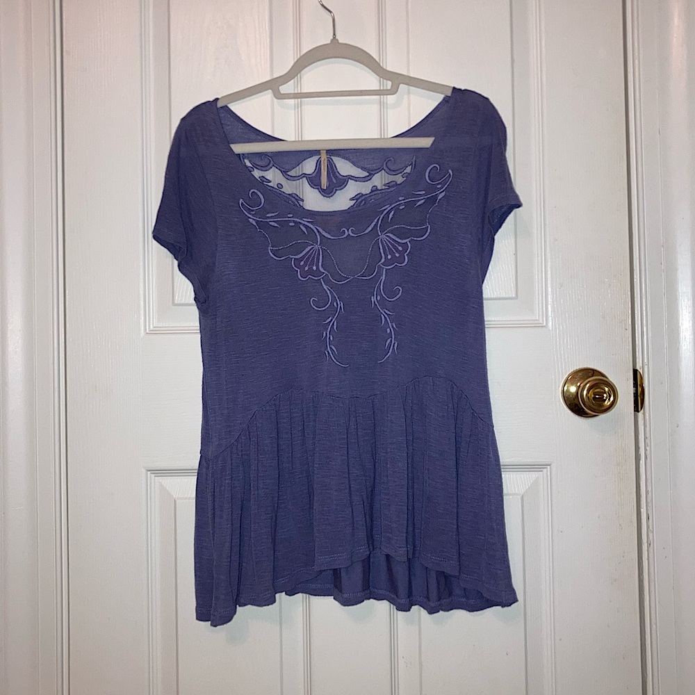 Free People Flowy Top with Unique See Through Detailing